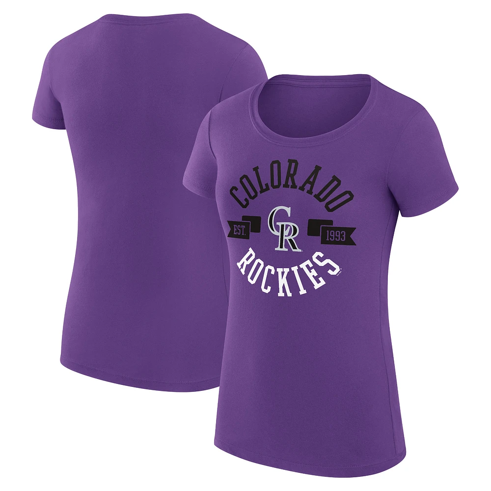 Women's G-III 4Her by Carl Banks Purple Colorado Rockies Super-Slim Fit Lightweight City Graphic T-Shirt