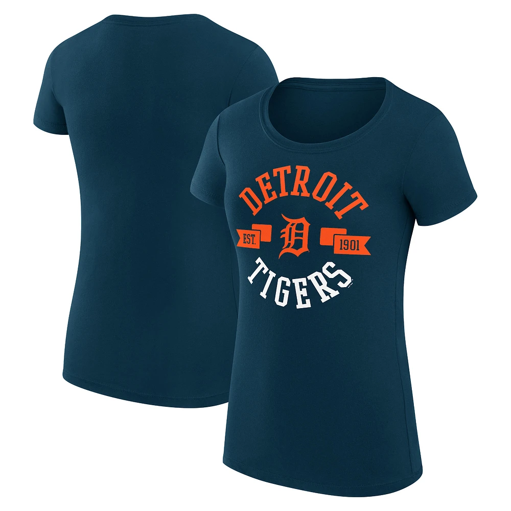 Women's G-III 4Her by Carl Banks Navy Detroit Tigers Super-Slim Fit Lightweight City Graphic T-Shirt