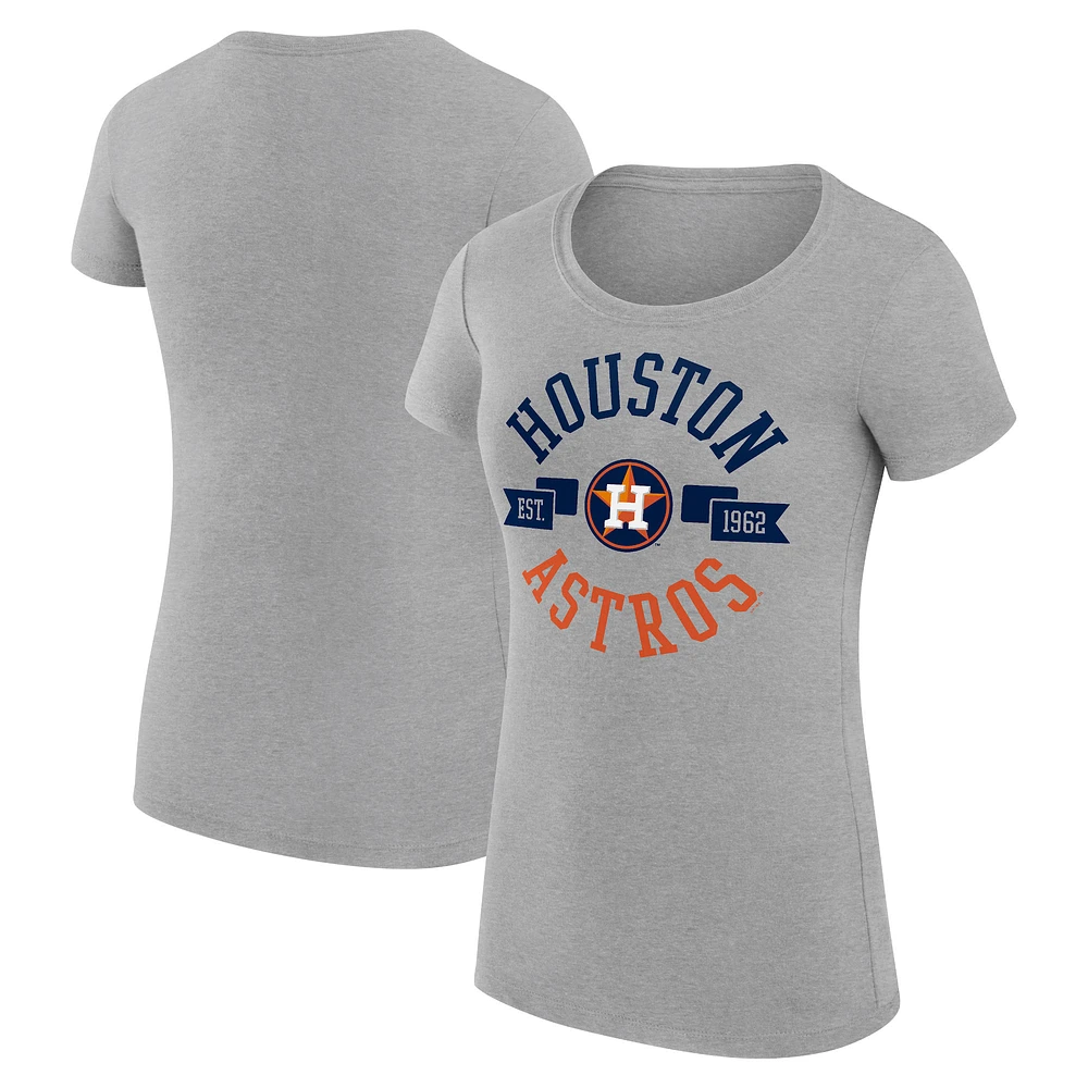Women's G-III 4Her by Carl Banks Heather Gray Houston Astros Super-Slim Fit Lightweight City Graphic T-Shirt