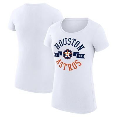 Women's G-III 4Her by Carl Banks White Houston Astros Super-Slim Fit Lightweight City Graphic T-Shirt