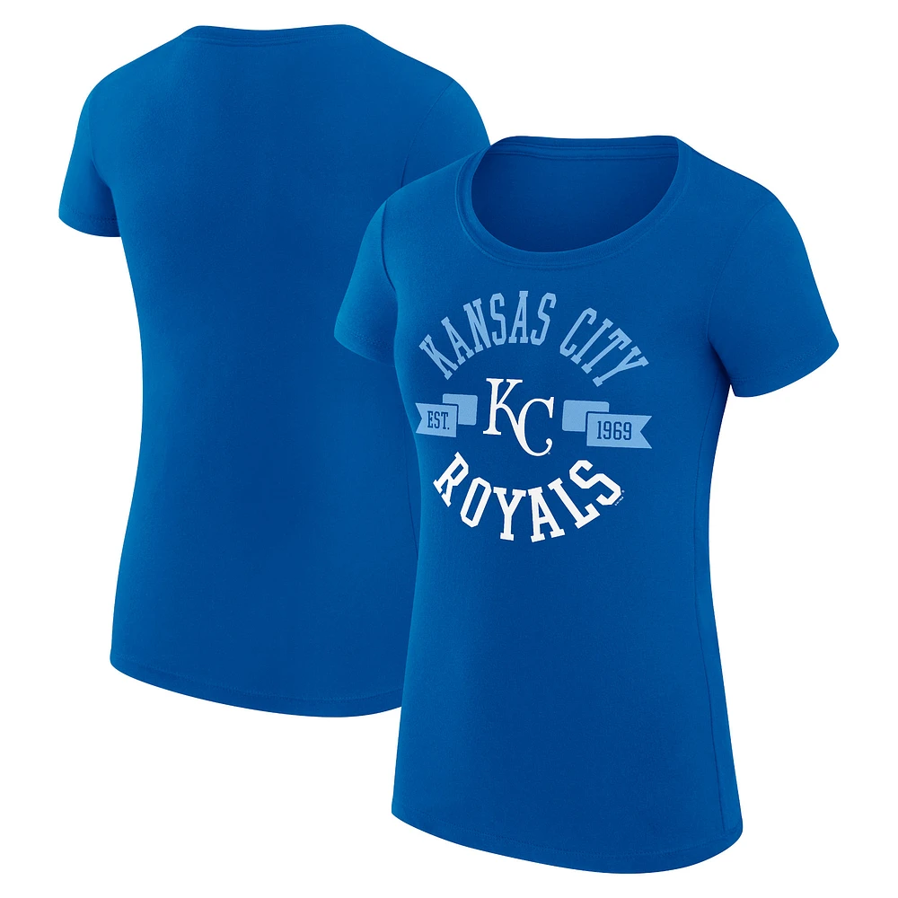 Women's G-III 4Her by Carl Banks Royal Kansas City Royals Super-Slim Fit Lightweight Graphic T-Shirt