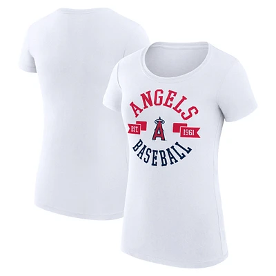 Women's G-III 4Her by Carl Banks White Los Angeles Angels Super-Slim Fit Lightweight City Graphic T-Shirt