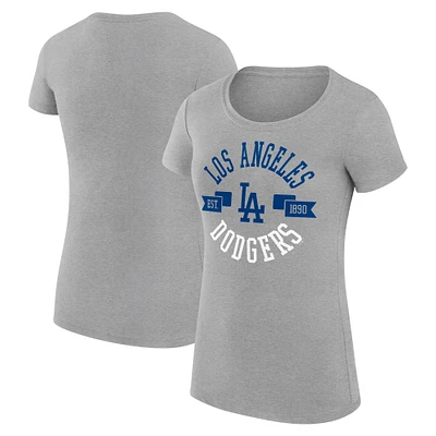 Women's G-III 4Her by Carl Banks Heather Gray Los Angeles Dodgers Super-Slim Fit Lightweight City Graphic T-Shirt