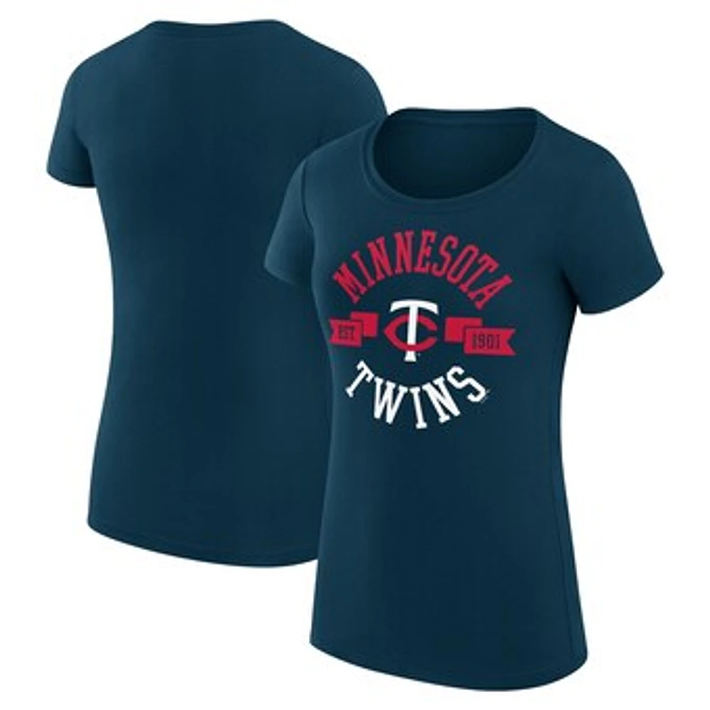 Women's G-III 4Her by Carl Banks Navy Minnesota Twins Super-Slim Fit Lightweight City Graphic T-Shirt