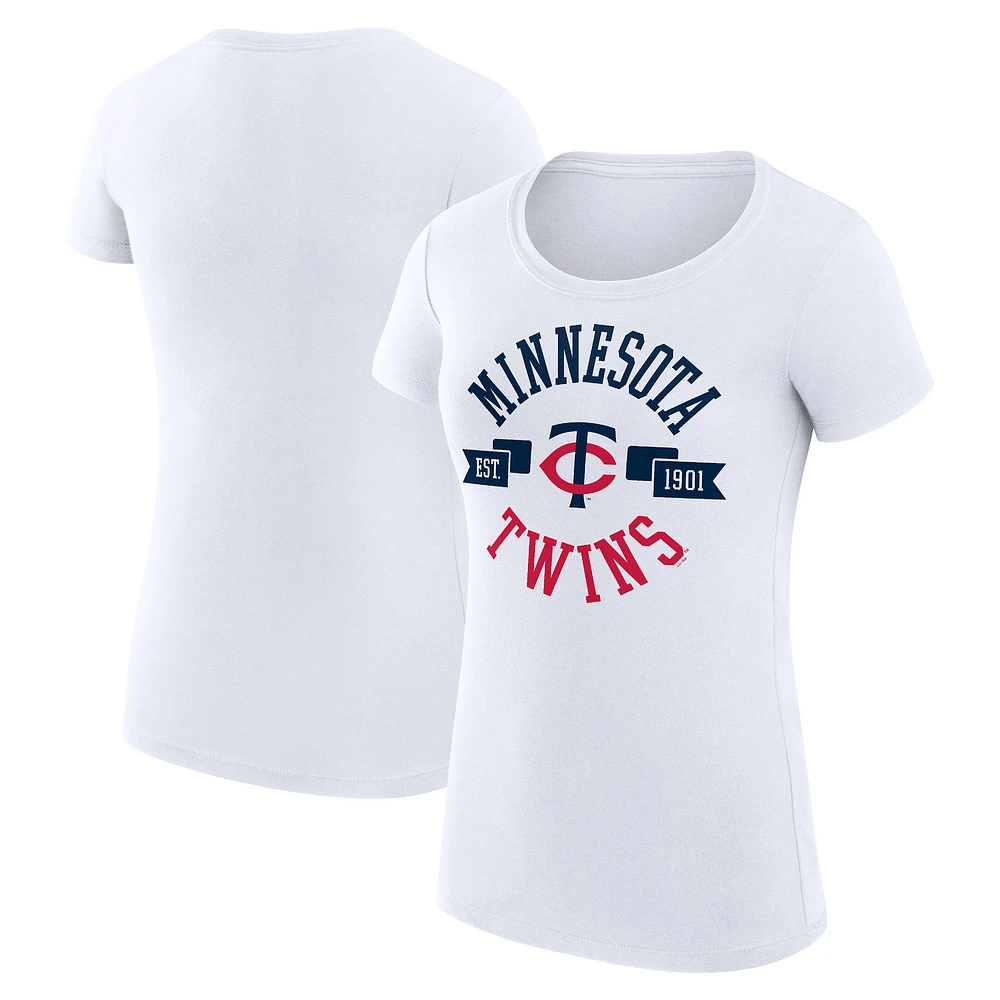 Women's G-III 4Her by Carl Banks White Minnesota Twins Super-Slim Fit Lightweight City Graphic T-Shirt