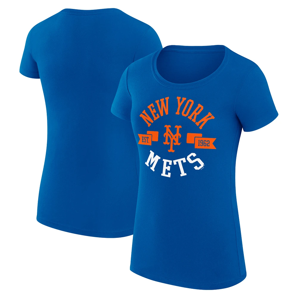 Women's G-III 4Her by Carl Banks Royal New York Mets Super-Slim Fit Lightweight City Graphic T-Shirt