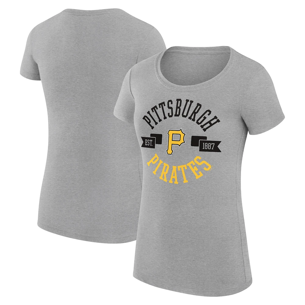 Women's G-III 4Her by Carl Banks Heather Gray Pittsburgh Pirates Super-Slim Fit Lightweight City Graphic T-Shirt