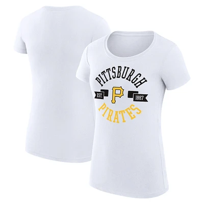 Women's G-III 4Her by Carl Banks White Pittsburgh Pirates Super-Slim Fit Lightweight City Graphic T-Shirt