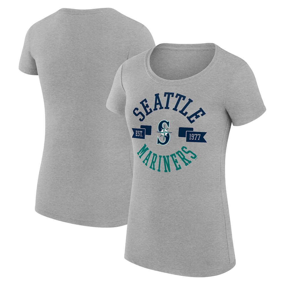 Women's G-III 4Her by Carl Banks Heather Gray Seattle Mariners Super-Slim Fit Lightweight City Graphic T-Shirt