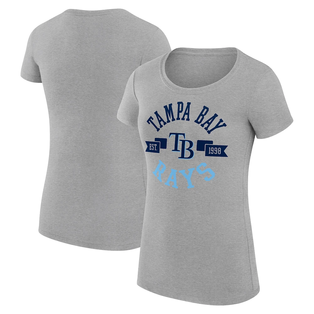 Women's G-III 4Her by Carl Banks Heather Gray Tampa Bay Rays Super-Slim Fit Lightweight City Graphic T-Shirt