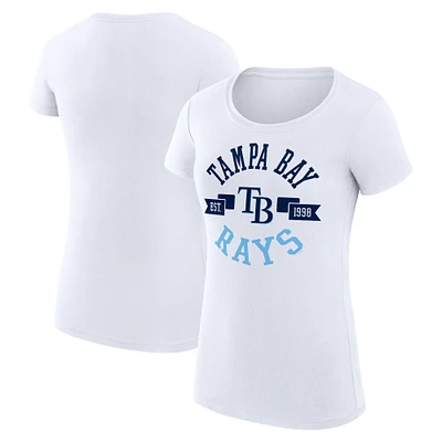 Women's G-III 4Her by Carl Banks White Tampa Bay Rays Super-Slim Fit Lightweight City Graphic T-Shirt