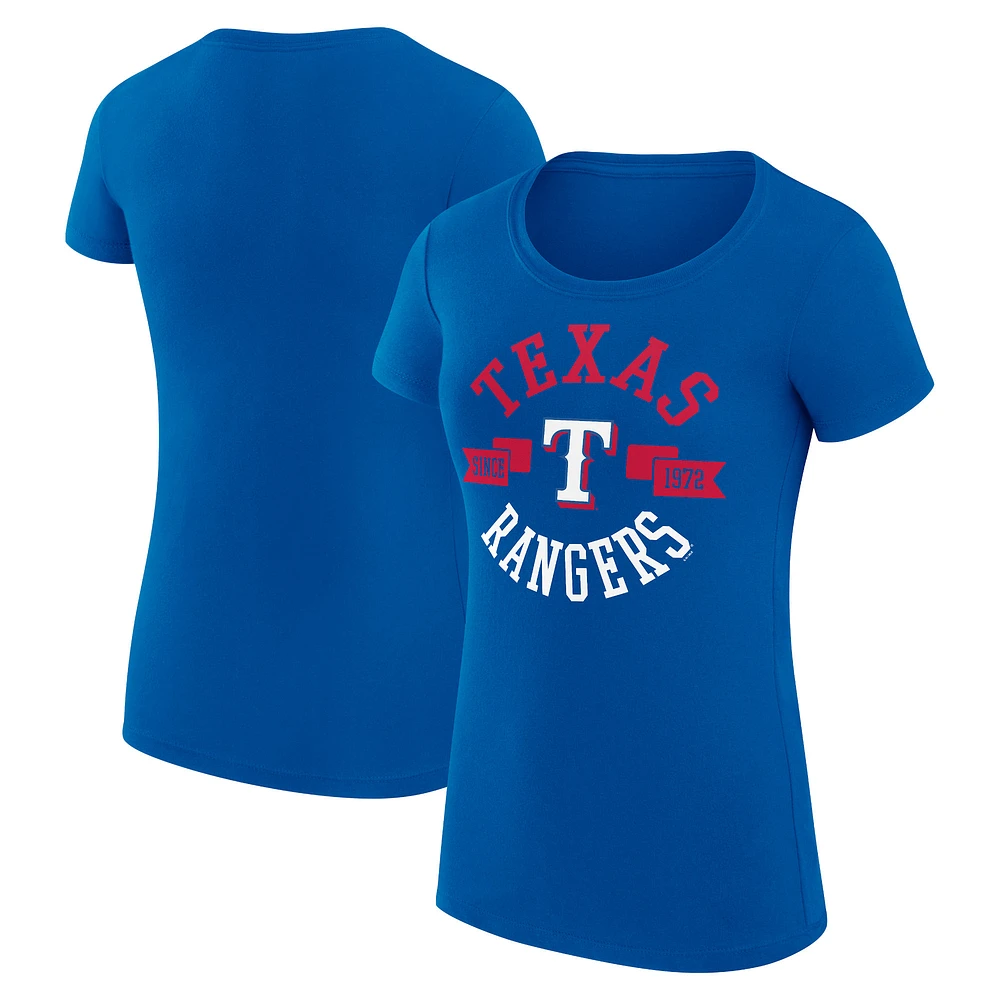 Women's G-III 4Her by Carl Banks Royal Texas Rangers Super-Slim Fit Lightweight City Graphic T-Shirt