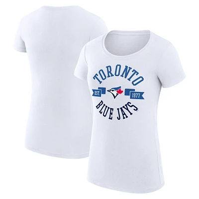 Women's G-III 4Her by Carl Banks White Toronto Blue Jays Super-Slim Fit Lightweight City Graphic T-Shirt