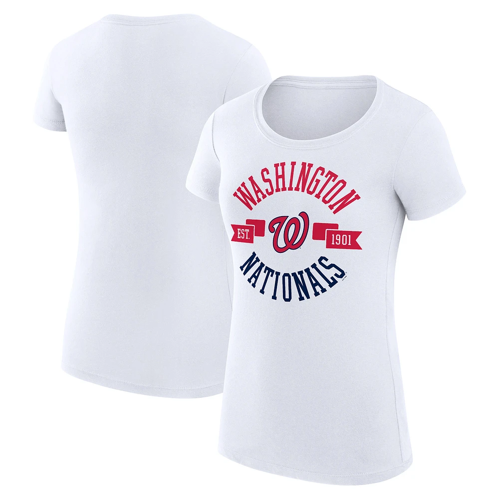 Women's G-III 4Her by Carl Banks White Washington Nationals Super-Slim Fit Lightweight City Graphic T-Shirt