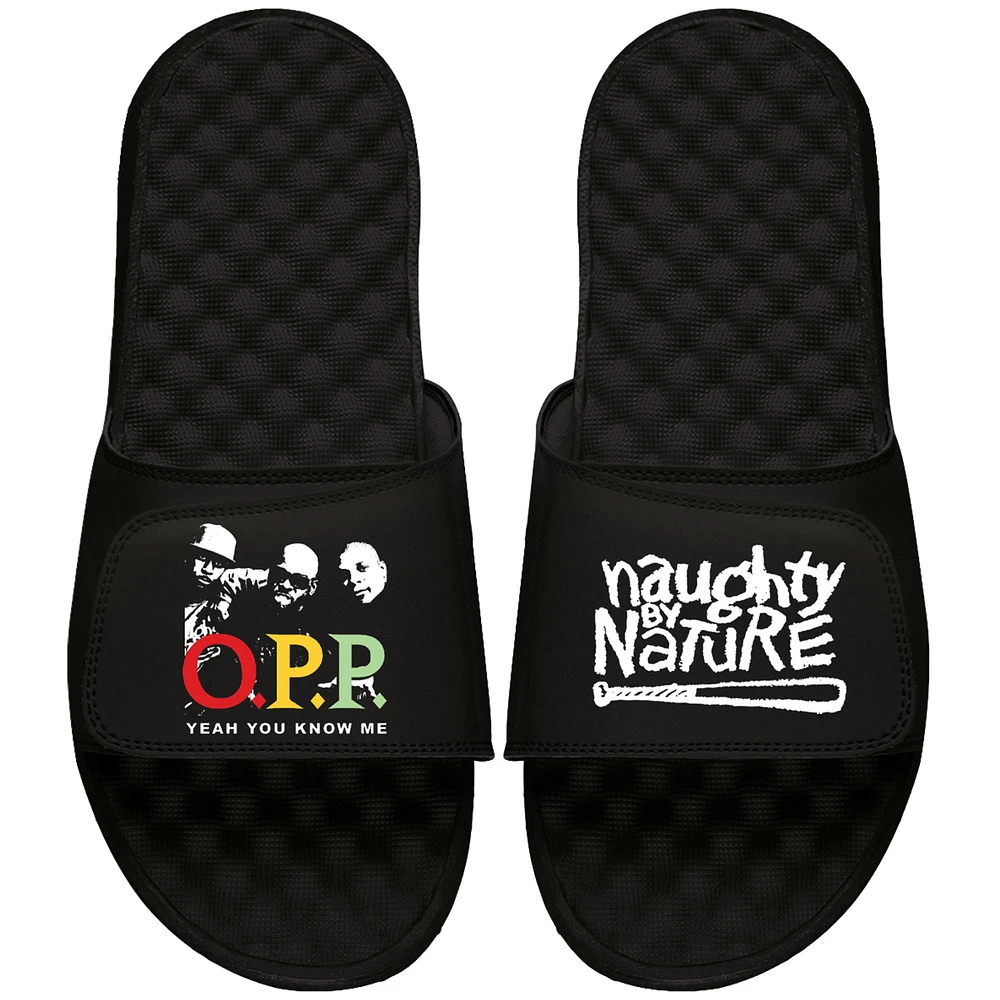 Youth ISlide Black Naughty by Nature Split Logo Slide Sandals