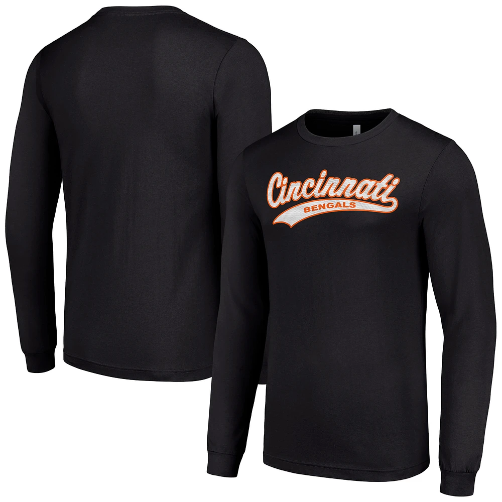Men's Starter Black Cincinnati Bengals Tailsweep Long Sleeve T-Shirt