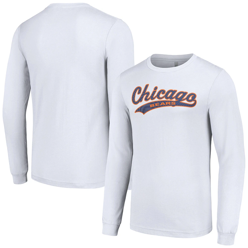 Men's Starter White Chicago Bears Tailsweep Long Sleeve T-Shirt