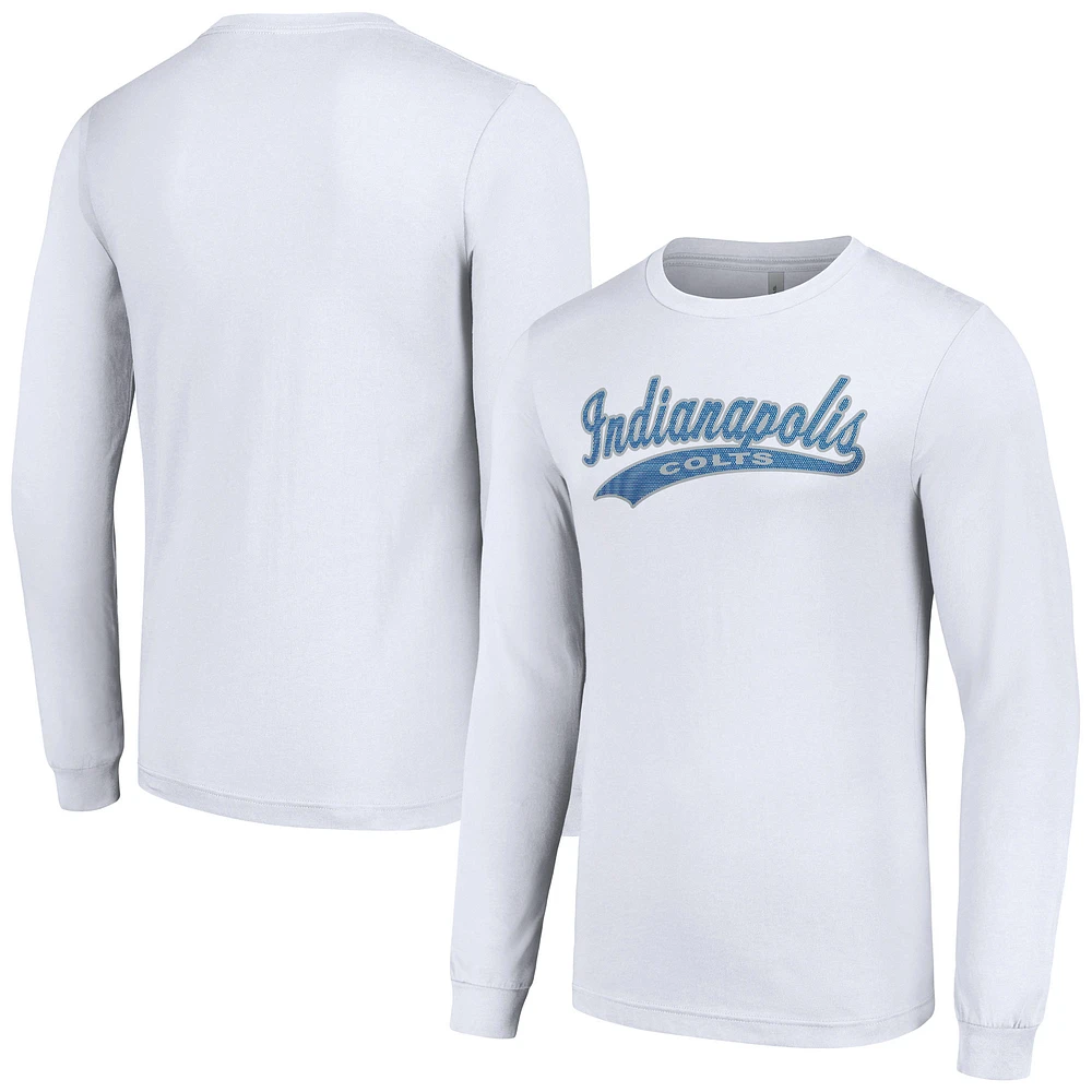 Men's Starter White Indianapolis Colts Tailsweep Long Sleeve T-Shirt