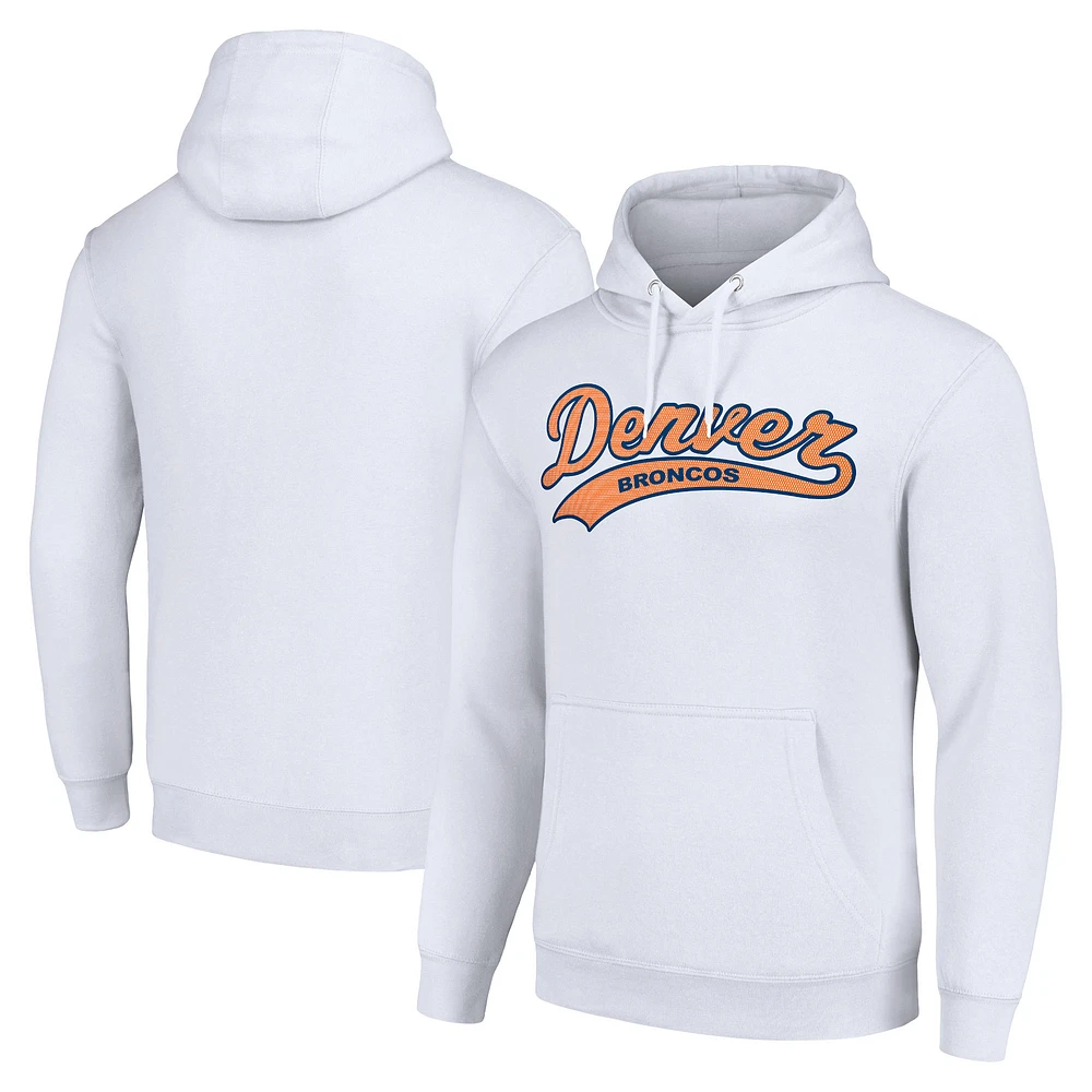 Unisex Starter White Denver Broncos Tailsweep Pullover Hoodie