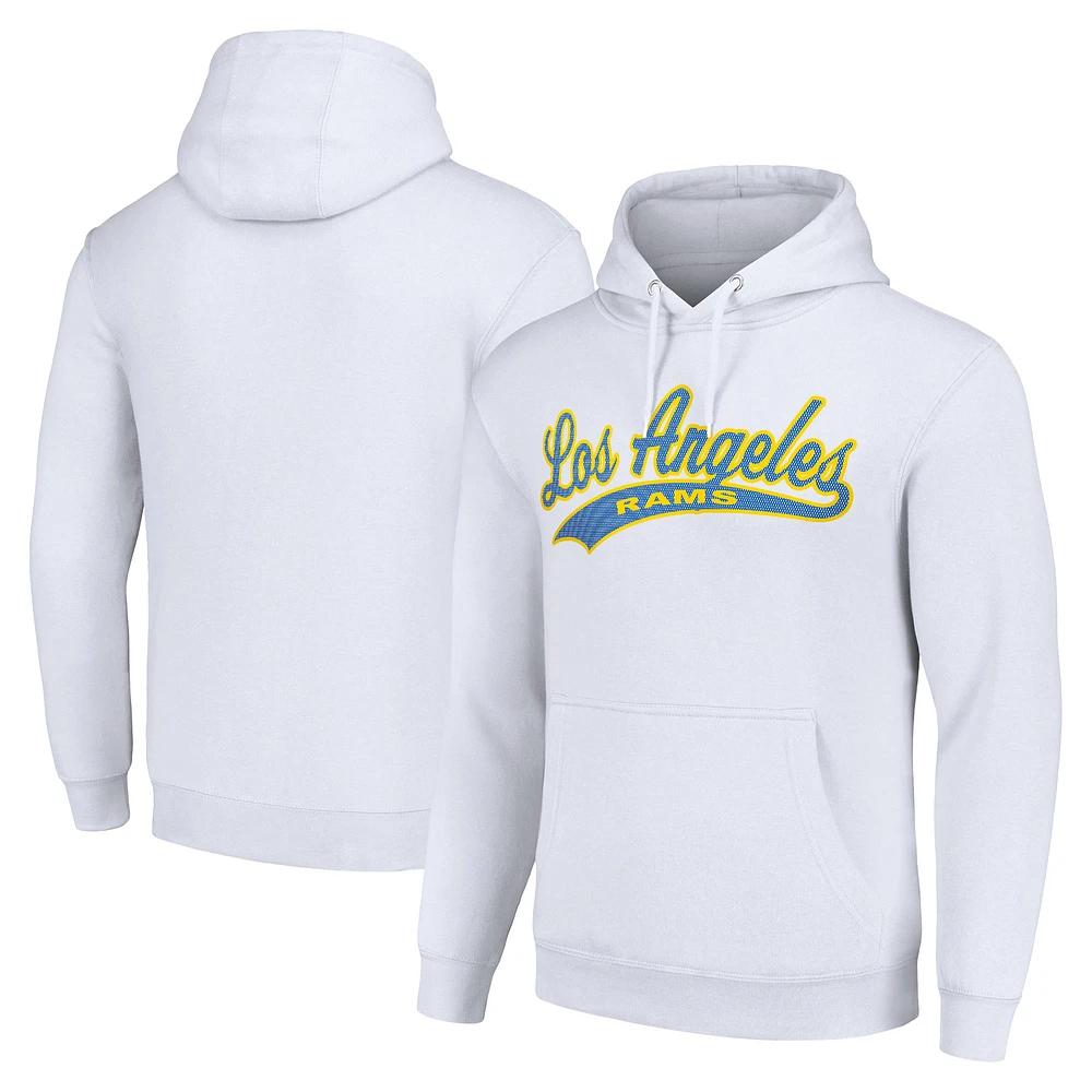 Unisex Starter White Los Angeles Rams Tailsweep Pullover Hoodie