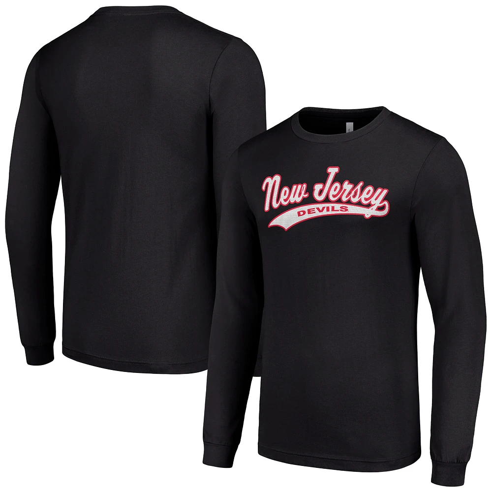 Men's Starter Black New Jersey Devils Tailsweep T-Shirt