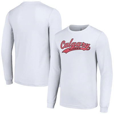 Men's Starter White Calgary Flames Tailsweep T-Shirt