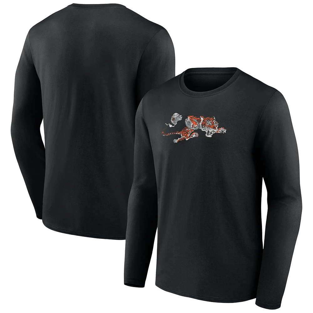 Men's Black Cincinnati Bengals Throwback Long Sleeve T-Shirt
