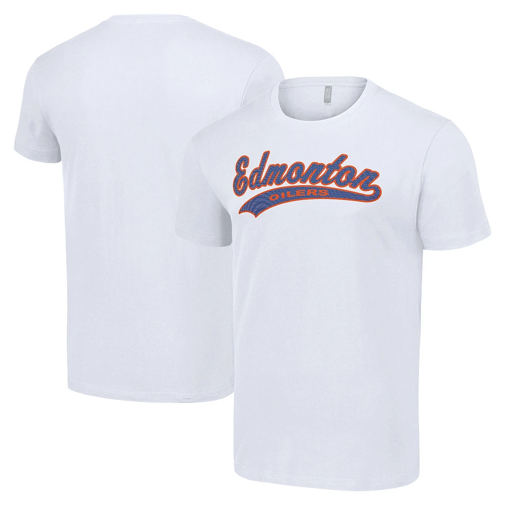Men's Starter White Edmonton Oilers Tailsweep T-Shirt