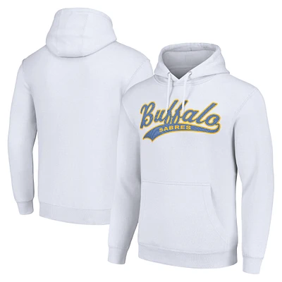 Men's Starter White Buffalo Sabres Tailsweep Fleece Tri-Blend Pullover Hoodie