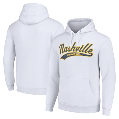 Men's Starter White Nashville Predators Tailsweep Fleece Tri-Blend Pullover Hoodie