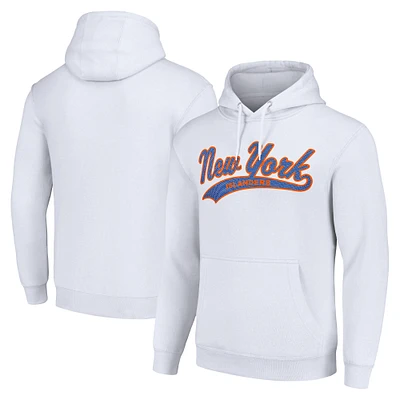 Men's Starter White New York Islanders Tailsweep Fleece Tri-Blend Pullover Hoodie