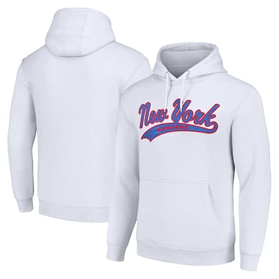 Men's Starter White New York Rangers Tailsweep Fleece Tri-Blend Pullover Hoodie