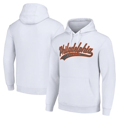 Men's Starter White Philadelphia Flyers Tailsweep Fleece Tri-Blend Pullover Hoodie