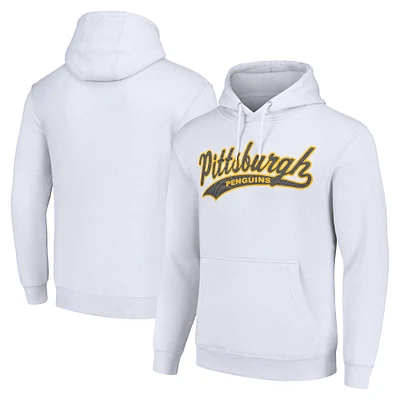 Men's Starter White Pittsburgh Penguins Tailsweep Fleece Tri-Blend Pullover Hoodie