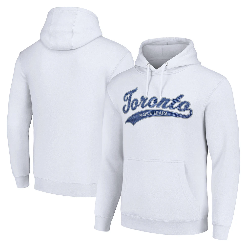 Men's Starter White Toronto Maple Leafs Tailsweep Fleece Tri-Blend Pullover Hoodie