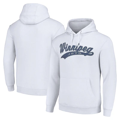 Men's Starter White Winnipeg Jets Tailsweep Fleece Tri-Blend Pullover Hoodie
