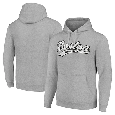 Men's Starter Heather Gray Boston Bruins Tailsweep Fleece Tri-Blend Pullover Hoodie