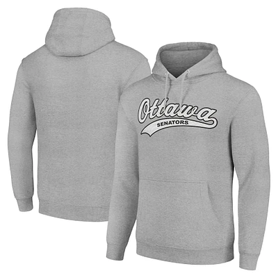 Men's Starter Heather Gray Ottawa Senators Tailsweep Fleece Tri-Blend Pullover Hoodie