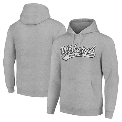 Men's Starter Heather Gray Pittsburgh Penguins Tailsweep Fleece Tri-Blend Pullover Hoodie