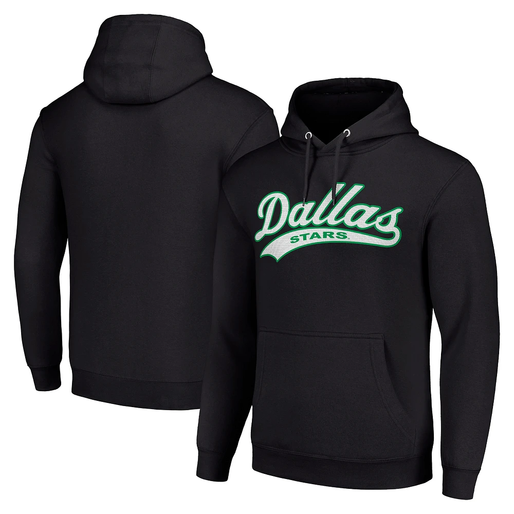 Men's Starter Black Dallas Stars Tailsweep Fleece Tri-Blend Pullover Hoodie