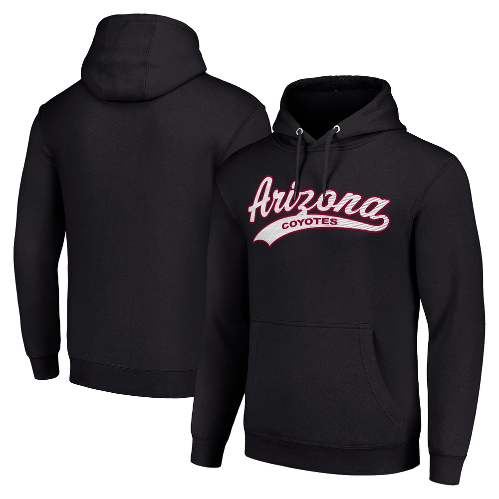 Men's Starter Black Arizona Coyotes Tailsweep Fleece Tri-Blend Pullover Hoodie