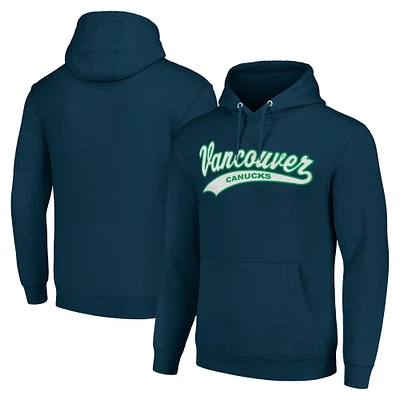 Men's Starter Navy Vancouver Canucks Tailsweep Fleece Tri-Blend Pullover Hoodie
