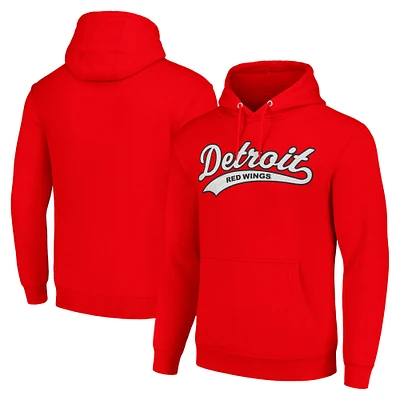 Men's Starter Red Detroit Wings Tailsweep Fleece Tri-Blend Pullover Hoodie