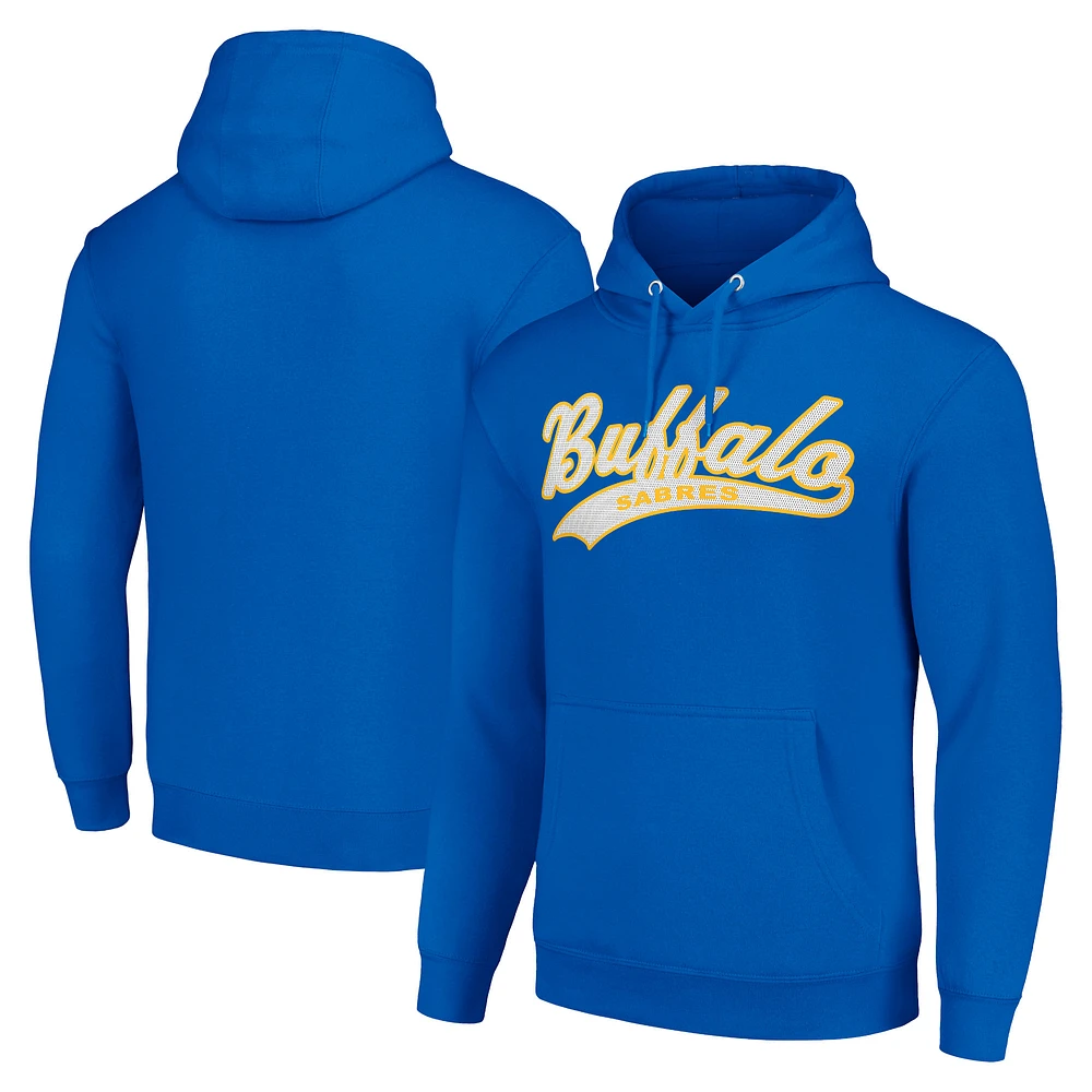 Men's Starter Royal Buffalo Sabres Tailsweep Fleece Tri-Blend Pullover Hoodie