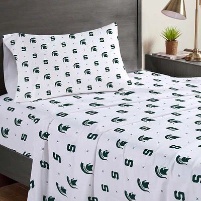 Pegasus Michigan State Spartans Three-Piece Twin Sheet Set