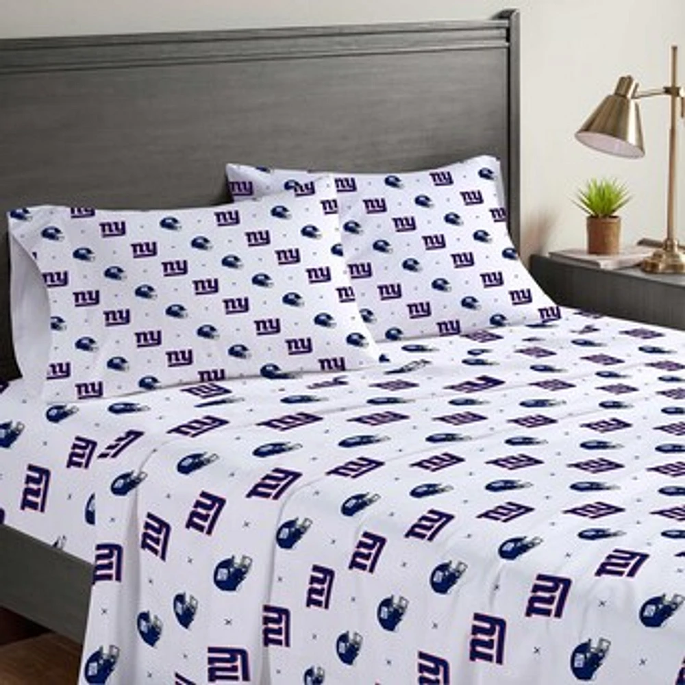 Pegasus New York Giants Four-Piece Queen Sheet Set