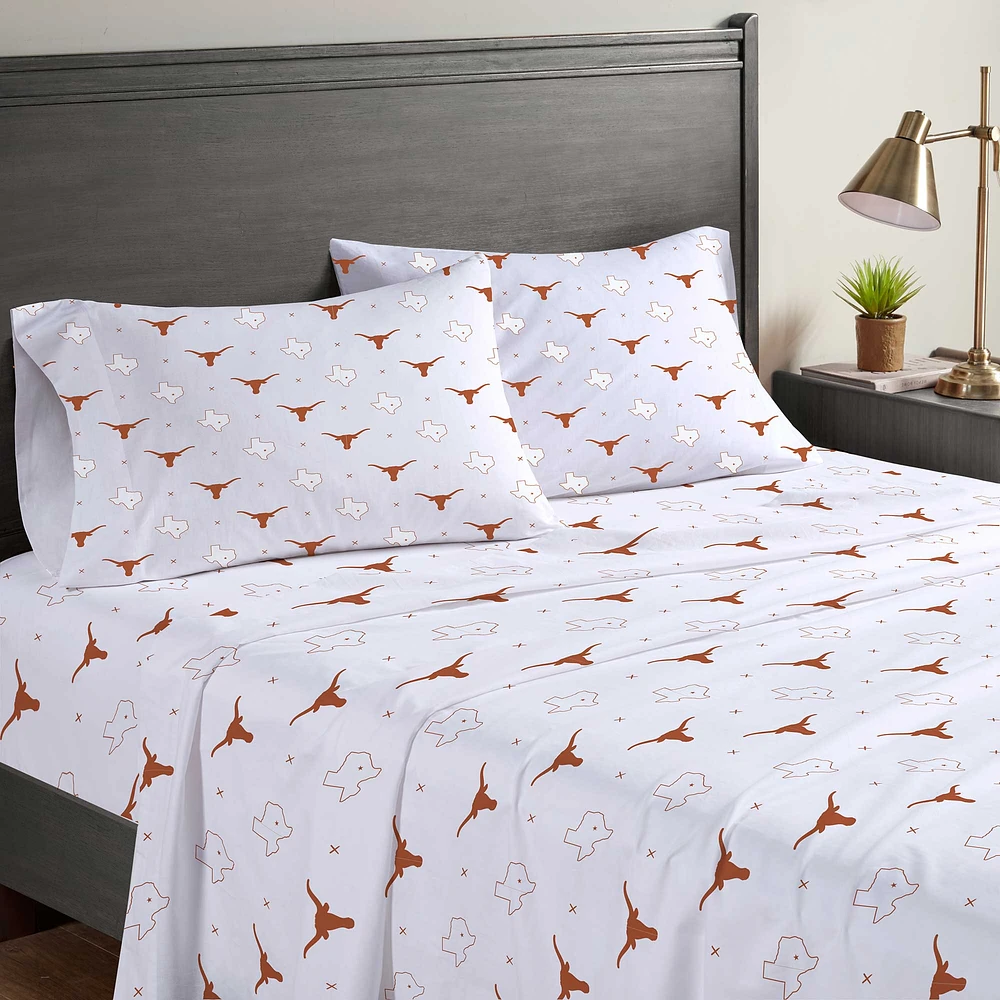 Pegasus Texas Longhorns Four-Piece Queen Sheet Set