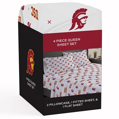 Pegasus USC Trojans Four-Piece Queen Sheet Set