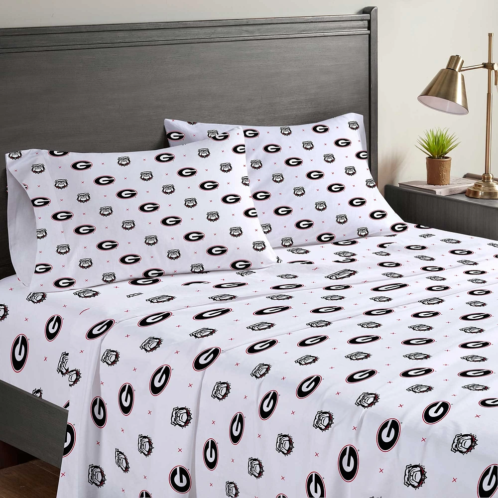 Pegasus Georgia Bulldogs Four-Piece Full Sheet Set