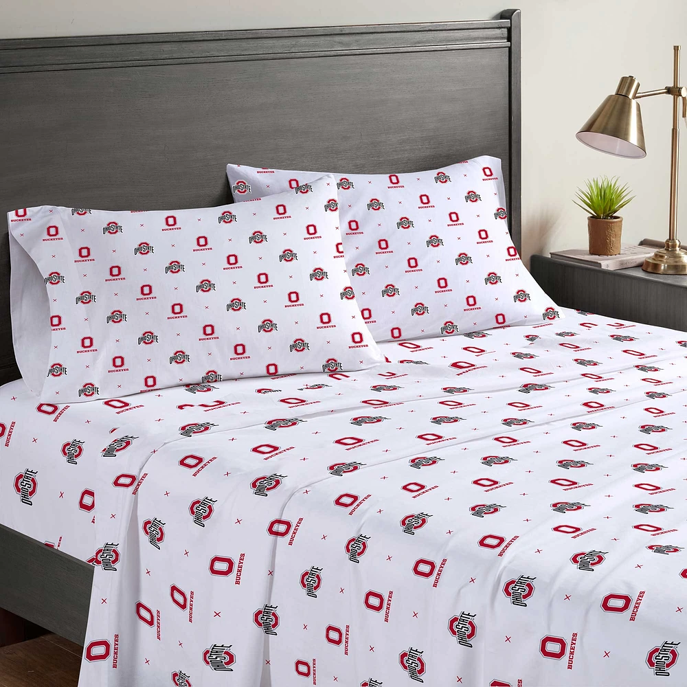 Pegasus Ohio State Buckeyes Four-Piece Full Sheet Set